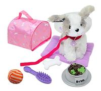 The New York Doll Collection Peluche Cucciolo Cane Accessori Set da Gioco per Bambini, Finto set da gioco per cani include letto, Trasportino, Collare per cani Giocattolo e altro