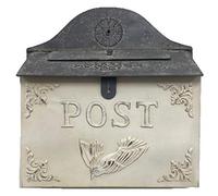 The Nifty Nook Cassetta delle lettere in stile vintage, con ciondolo nostalgico, decorazione per la casa, design rustico, 32,4 cm di larghezza x 34,9 cm di altezza (bianco orizzontale)