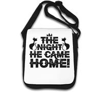 The Night He Came Home - Borsa a tracolla con gatto nero e grafica per Halloween, colore: Bianco