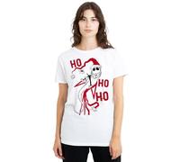 The Nightmare Before Christmas Jack Santa Ladies T Shirt, White, Bianco, S Donna