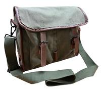 The Ninth Gate Dean Corso Mysterious Satchel Replica Vintage French Military Musette Canvas & Pelle di vacchetta Borsa a tracolla Verde