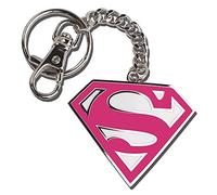 The Noble Collection DC Supergirl - Portachiavi con logo rosa, 5 cm, in metallo pressofuso, con licenza ufficiale, rosa, Taglia unica, Supergirl