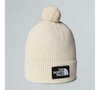 THE NORTH FACE Cappello lavorato a maglia con pompon bianco crema, tessuto a coste, logo classico, design invernale