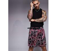 The North Face - Class V Pathfinder - Pantaloncini bordeaux con cintura, stampa e logo-Rosso M