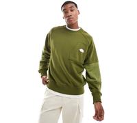 The North Face - Felpa girocollo vestibilità comoda in spugna color verde oliva S