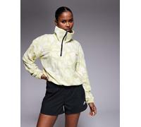 The North Face - Mountain Athletics - Pile con stampa gialla con zip corta-Giallo XL