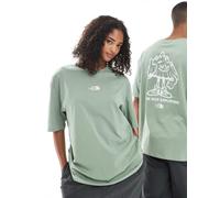 The North Face - Mountain Fun - T-shirt unisex oversize verde chiaro con stampa sulla schiena S
