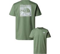 The North Face - T-shirt in Cotone - M SS Box Nse Celebration Tee Bark Mist per Uomo in Cotone - Taglia XL - Verde