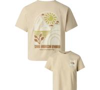 The North Face - T-shirt urbano in cotone con maniche corte e collo a costine - W Sun Regular Short Sleeve Cutie Tee Desert Stone per Donne in Cotone - Taglia L - Beige