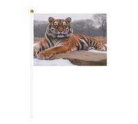 The Northeast Tiger - Mini bandierine a riposo con tigre, resistenti, 14 x 20 cm, piccole bandiere su bastoncini, per esterni, cortile e giardino, confezione da 6 e 10 pezzi