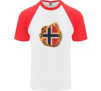 The Norvegese Bandiera Fuoco Effetto Norway DA UOMO S/S Baseball T-Shirt