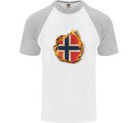 The Norvegese Bandiera Fuoco Effetto Norway DA UOMO S/S Baseball T-Shirt