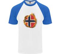 The Norvegese Bandiera Fuoco Effetto Norway DA UOMO S/S Baseball T-Shirt