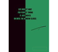 The notebook is gray-lined and spaced for Narrow-ruled space with a margin. The notebook cover is a simple graphic with motivational text.