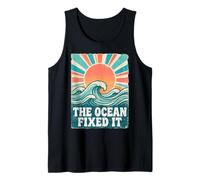 The Ocean Fixed It Retro Beach Waves Sun Canotta
