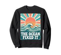 The Ocean Fixed It Retro Beach Waves Sun Felpa