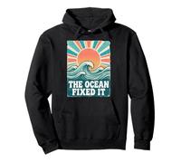 The Ocean Fixed It Retro Beach Waves Sun Felpa con Cappuccio