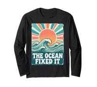 The Ocean Fixed It Retro Beach Waves Sun Maglia a Manica