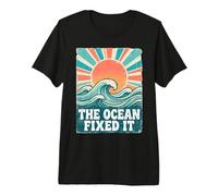 The Ocean Fixed It Retro Beach Waves Sun Maglietta Premium