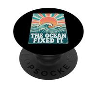 The Ocean Fixed It Retro Beach Waves Sun PopSockets PopGrip Adesivo
