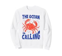 The Ocean Is Calling Funny Nature Beach Crab Back Uomo Donna Felpa
