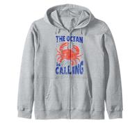 The Ocean Is Calling Funny Nature Beach Crab Back Uomo Donna Felpa con Cappuccio