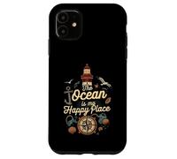 The Ocean Is My Happy Place Lighthouse Nautical Design Custodia per iPhone 11