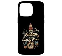 The Ocean Is My Happy Place Lighthouse Nautical Design Custodia per iPhone 14 Pro Max