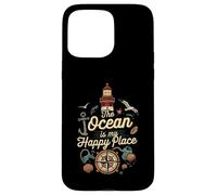 The Ocean Is My Happy Place Lighthouse Nautical Design Custodia per iPhone 15 Pro Max