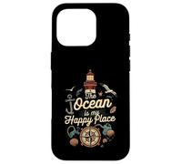 The Ocean Is My Happy Place Lighthouse Nautical Design Custodia per iPhone 16 Pro