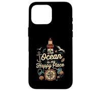 The Ocean Is My Happy Place Lighthouse Nautical Design Custodia per iPhone 16 Pro Max