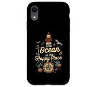 The Ocean Is My Happy Place Lighthouse Nautical Design Custodia per iPhone XR
