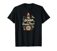 The Ocean Is My Happy Place Lighthouse Nautical Design Maglietta