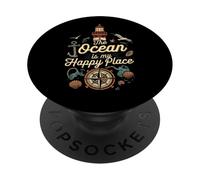 The Ocean Is My Happy Place Lighthouse Nautical Design PopSockets PopGrip Adesivo