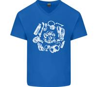 The Oceano È Chiamata Immersioni Diver Uomo Scollo A V Cotone T-Shirt