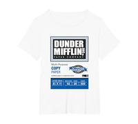 The Office Dunder Mifflin Copy Paper Label Maglietta, Donna Plus-Size, Bianco, 5X