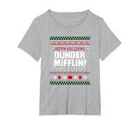 The Office Vacanza Multicolore Dunder Mifflin Maglietta, Donna Plus-Size, Grigio Melange, 5X
