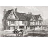 The Old Crown un pub a Deritend il più antico edificio secolare esistente a Birmingham, Inghilterra, visto qui nel 1865. Da The Illustrated London News pubblicato 1865. Stampa poster di Ken Welsh (17