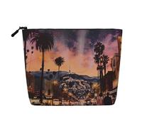 The Old Hollywood - Trousse da viaggio con stampa di Hollywood, in finto lino, impermeabile, organizer per cosmetici da donna