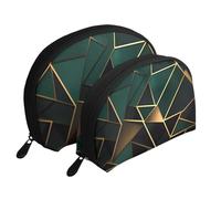 The Old Hollywood - Trousse portatile per cosmetici, organizer da viaggio con cerniera e scomparti interni, Geometrico nero e oro, Taglia unica