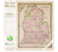 The Old Mitten - Vintage Map of Michigan - 1000 Piece MI Puzzles Jigsaw Puzzle
