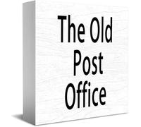 The Old Post Office Cartello in legno decorativo divertente per ufficio casa rustico rustico quadrato scrivania segno decorativo per mensola 12,7 x 12,7 cm