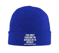 The Only Person I'm Afraid of Is Myself That Fucker Is Crazy Beanie Inverno Sportivo Berretto in Maglia Confortevole Cappello Invernale per Ciclismo Uomini Motociclismo