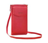 The Original Clutch Wallet Trendy Mobile Phone Bag Korean Fashion Large Capacity Double Layer Wallet Multi Funzionale Borsa a tracolla da donna Trasparenze a mano Femminile Stage (Rosso, Taglia unica)