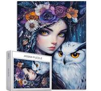 The Owl and The Girl Puzzle da 1000 pezzi per adulti Fantasy Foresta Sfondo Art Puzzle colorato fai da te per la decorazione della casa Regali Puzzle di famiglia Perfetto per le serate di gioco 50 ×
