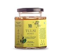 The Pahadi Story Tulsi Honey 300gm, Raw and Unfiltered Honey with the Goodness of Holy Basil, 100% Natural Lab Tested Honey In Glass Bottle