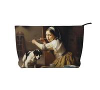 The Painting Controversy - Trousse da viaggio in velluto a coste, organizer per cosmetici, grande tasca aperta, Nero , Taglia unica