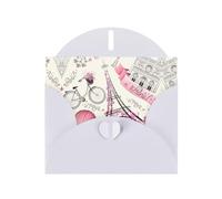 The Paris Tower And A Bicycle Printing Holiday Love Buckle Pearl Paper Bulk con buste Greeting, Thinking Of You Cards 4 x 6"