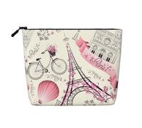 The Paris Tower and A Bicycle Trousse portatile per cosmetici in canapa finta, grande borsa per il trucco resistente all'acqua da viaggio
