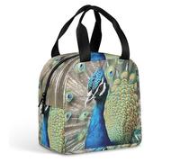The Peacock - Borsa per il pranzo per donne e uomini, portatile, isolata, con manico, a prova di perdite, riutilizzabile, per lavoro, picnic, viaggi